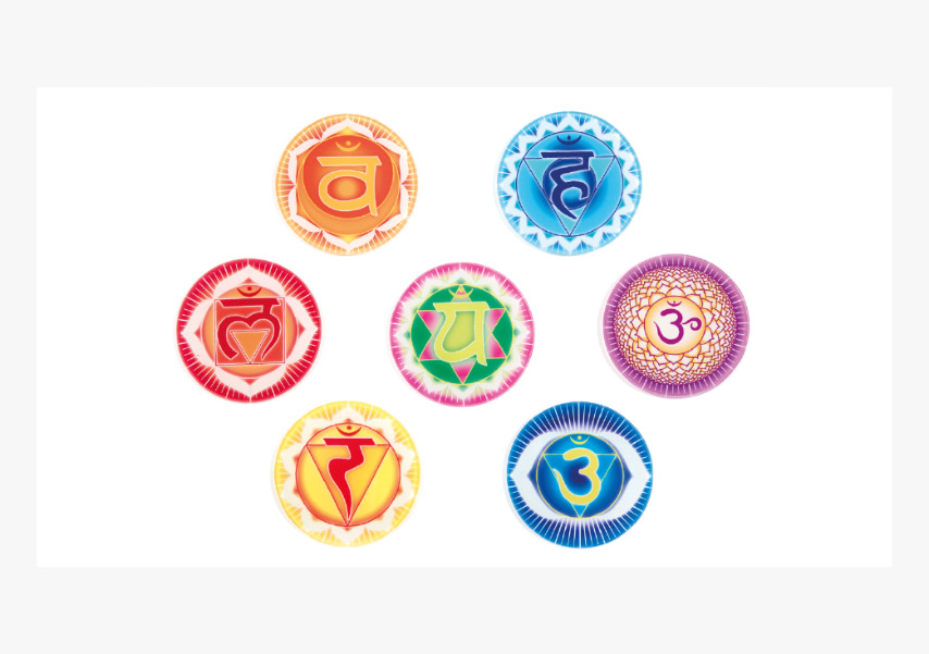 Glasuntersetzer mit Chakrasymbolen Spirituelle Glasuntersetzer Glass coasters 7 chakras