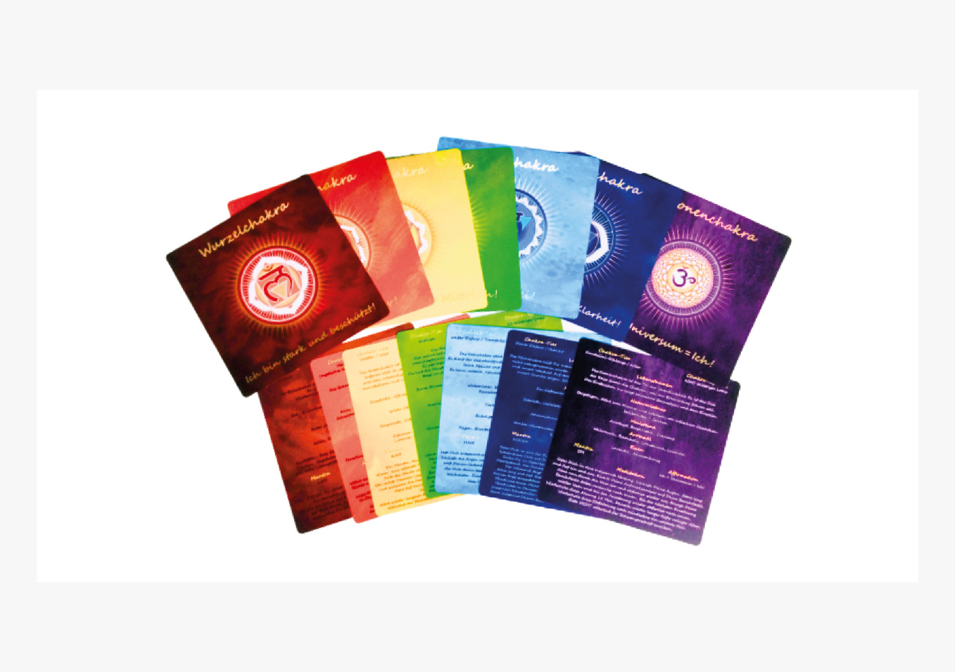 Energetisches Chakra Kartenset mit 7 Chakra Symbolen